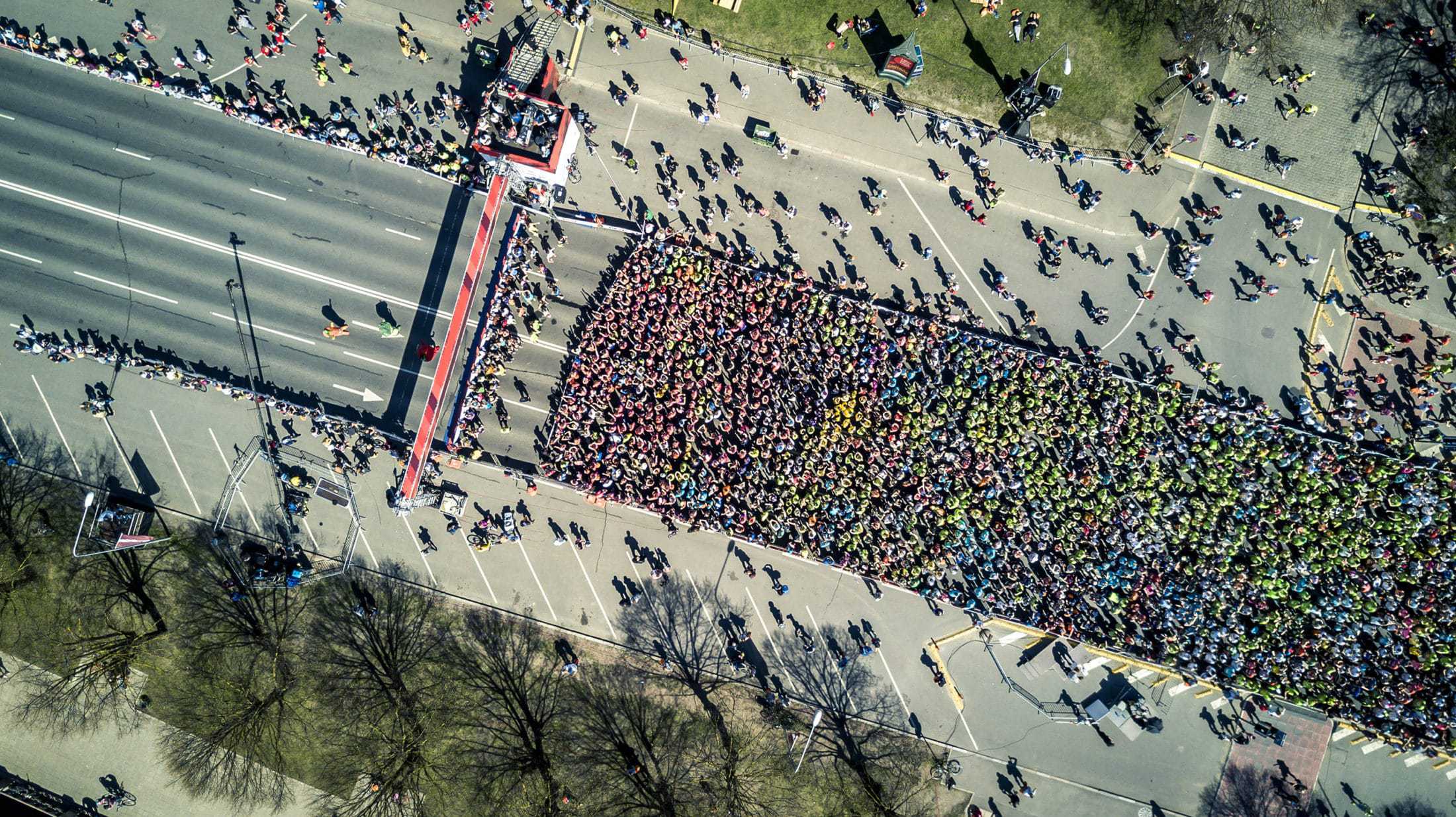 Laufveranstaltung Start von Oben